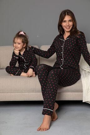 Siyah Pamuklu Likrali Biyeli Düğmeli Pijama Takım TYC00041231699