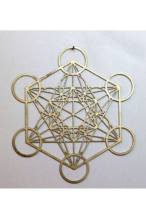Antik Altın Metatron Kübü Sembolü Kutsal Geometri 25 cm VİAH1-METATRON-01
