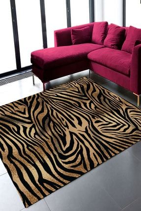 Kahverengi Zebra Desenli Halı (Makinada Yıkanabilir) - CP503 CP0160