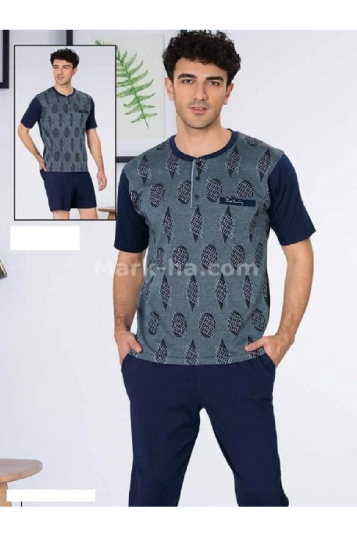 ست پیژامه آبی مردانه 3 عدد جعبه جهیزیه پیر کاردین 5414 ارسال رایگان Pierre Cardin