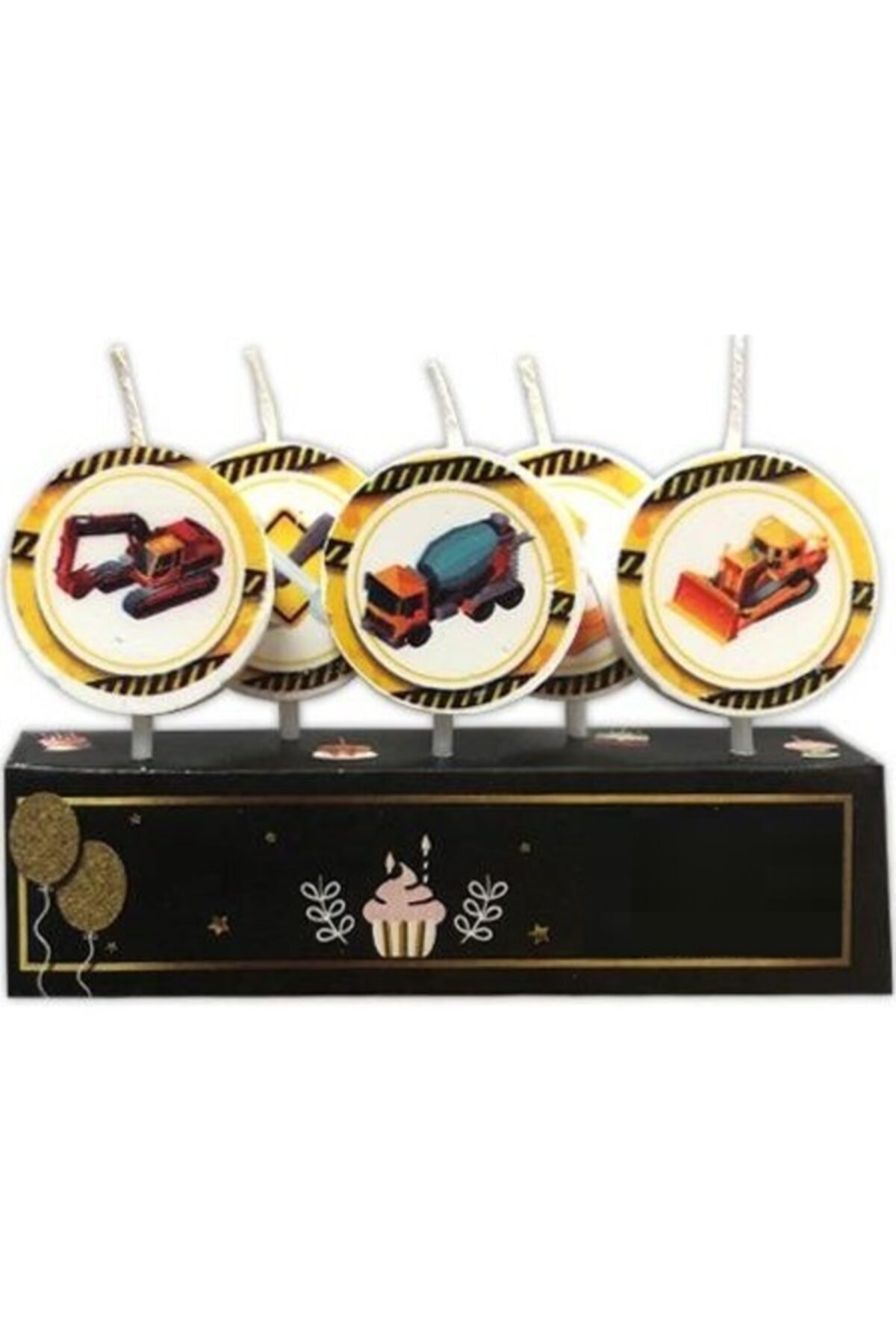 Genel Markalar İNŞAAT TEMALI PASTA MUMU 5 ADET İNŞAAT TEMALI DOĞUM GÜNÜ MUMU KEPÇE DOZER İŞ MAKİNALARI PASTA MUMU