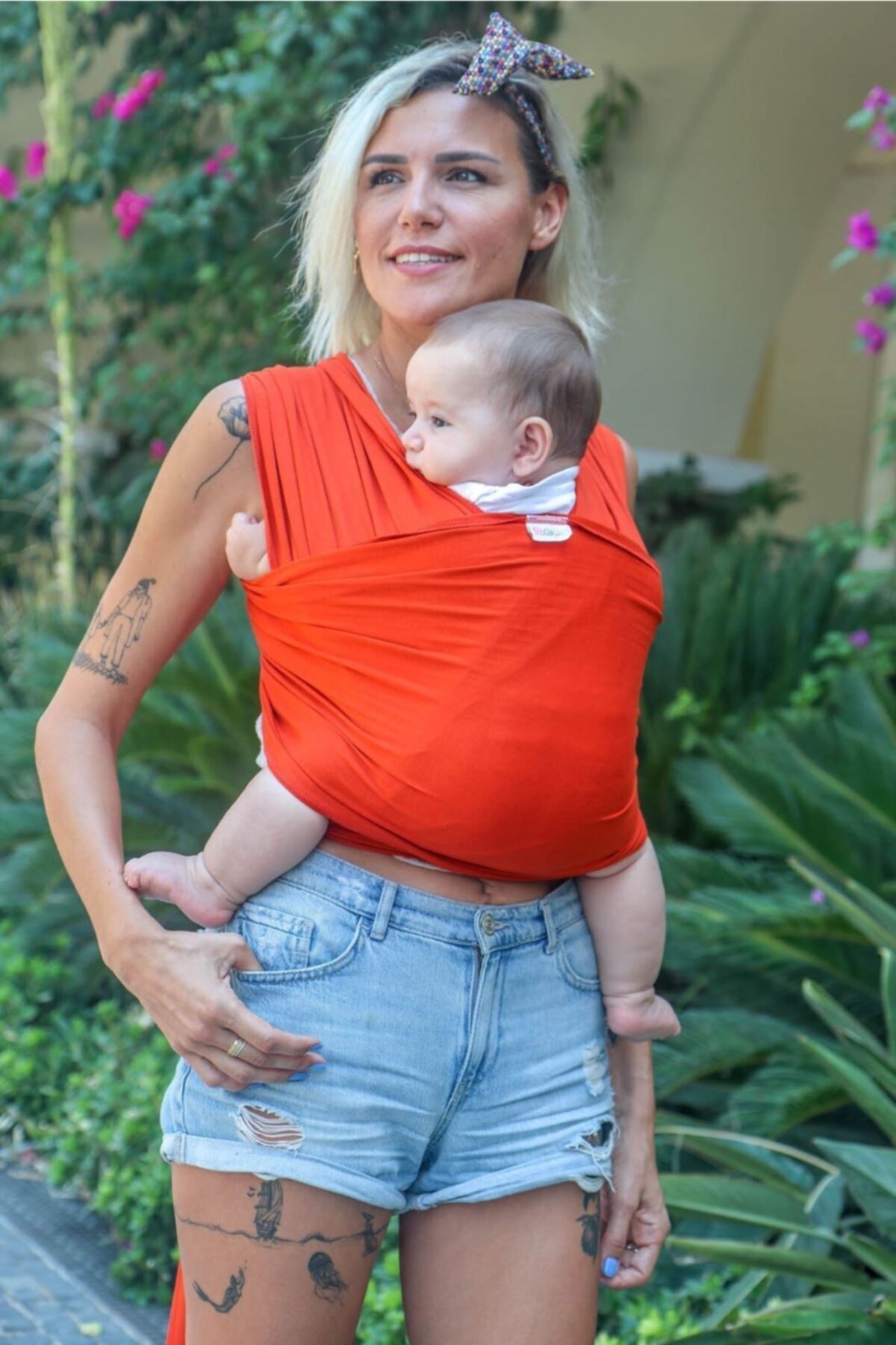 Neko Tuniko Bebek Taşıma Şalı Turuncu ( Wrap Sling) Şapka Ve Kese Hediyelidir!