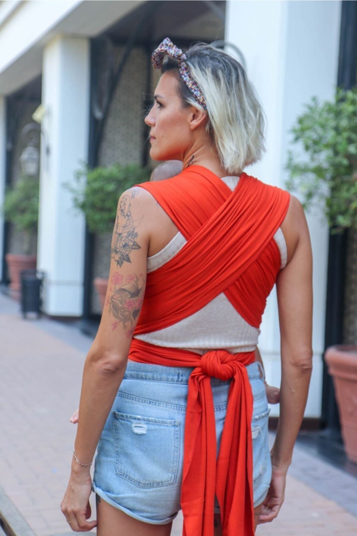 Neko Tuniko Bebek Taşıma Şalı Turuncu ( Wrap Sling) Şapka Ve Kese Hediyelidir! fotoğrafı 3 (önizleme)