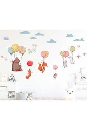Çocuklar Için Duvar Çıkartmaları Hayvanlar Balonlar DEZBALON100X50-1