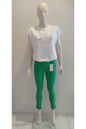 Kadın Çimen Yeşili Fermuar Detay Pantolon 70001