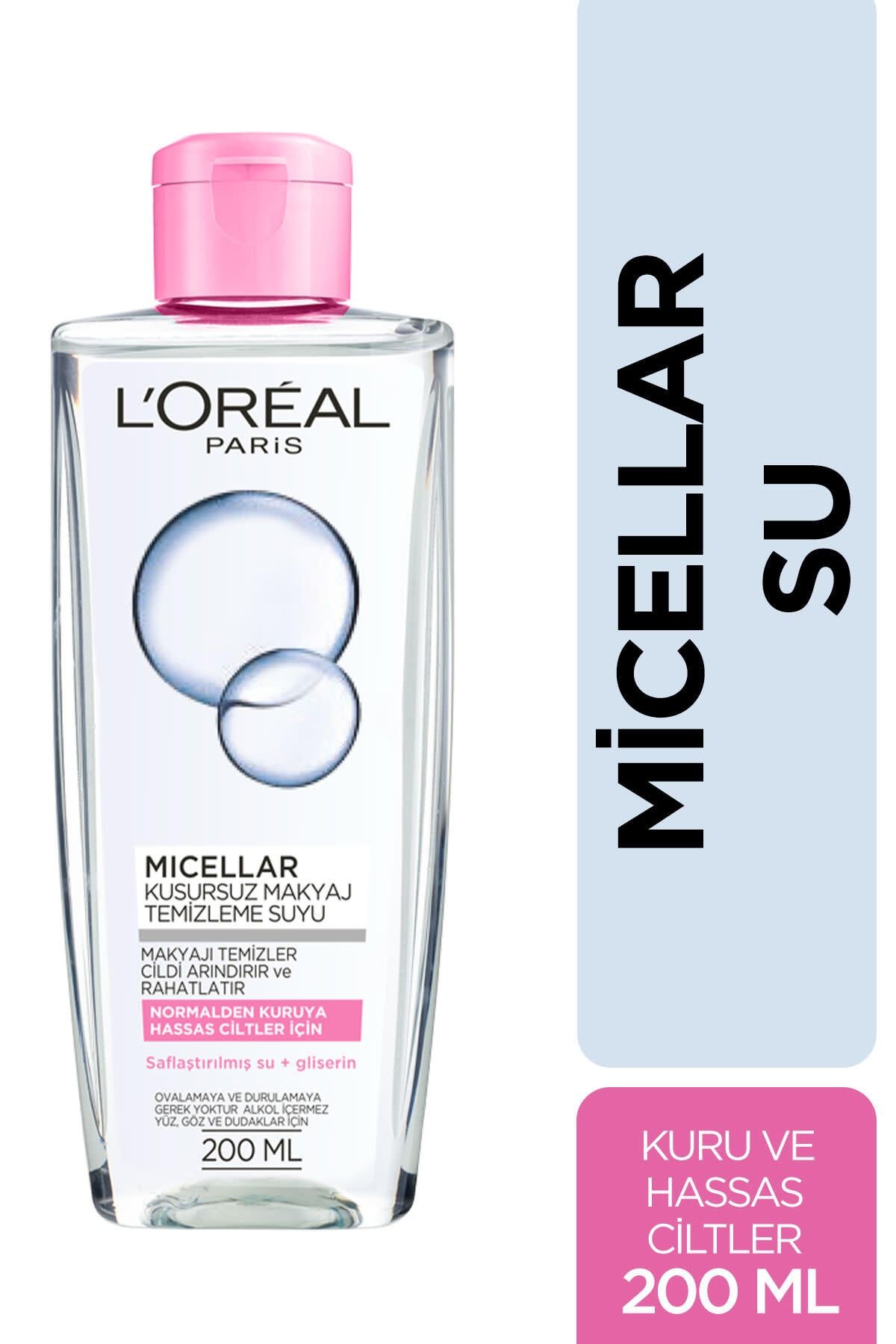 L'Oreal Paris محلول پاک کننده آرایش میسلار برای پوست های حساس به نرمال تا خشک 200 میل