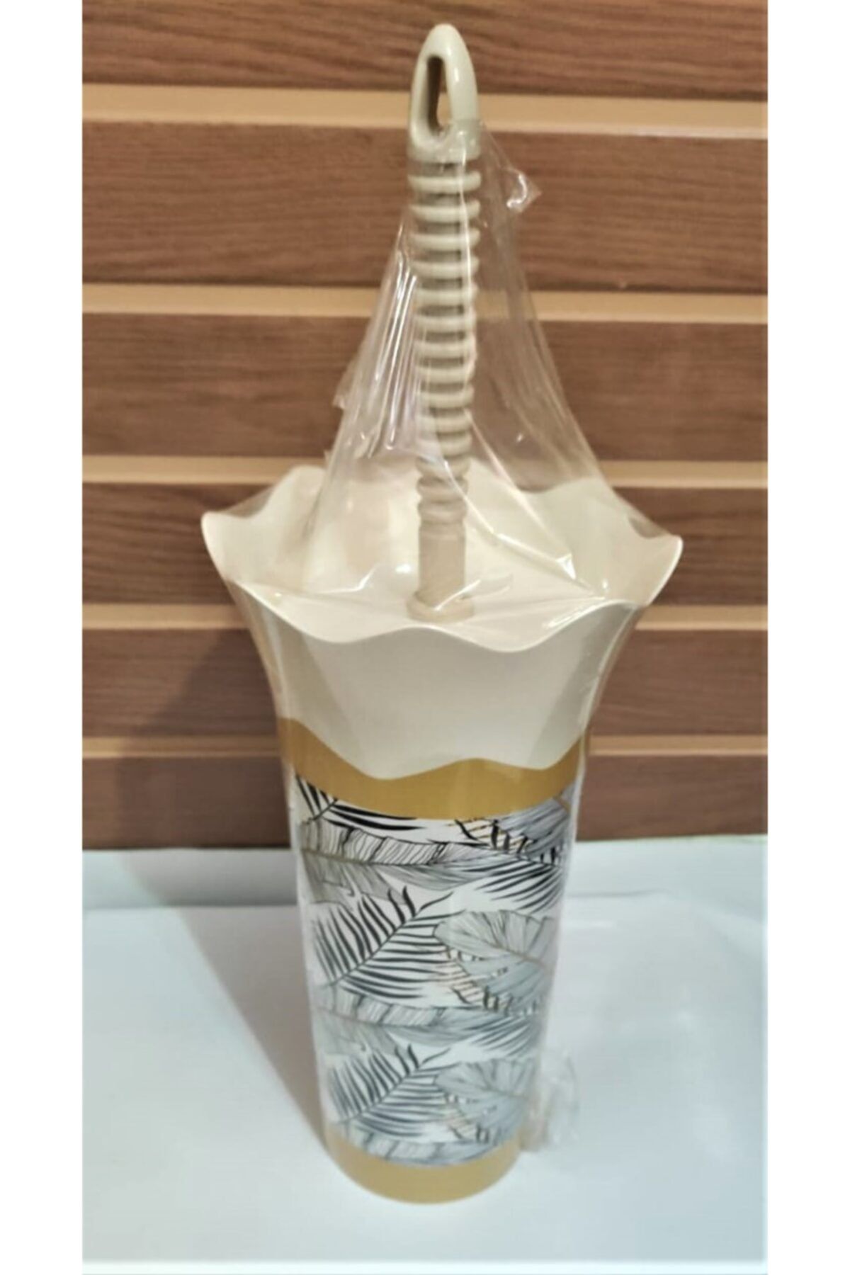 IRAK PLASTİK-Home Design WC Brush Set Cream Leaf Pattern 1