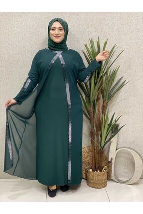 Kadın Yeşil V Model Elbise ELB1090300