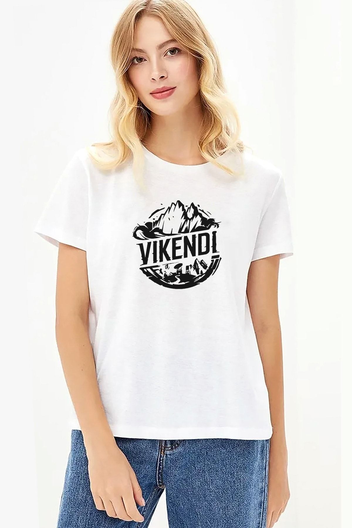 QIVI Pubg Vikendi Printed White Women s Knitted Tshirt Trendyol