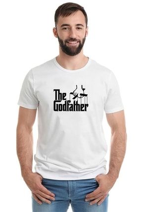 The Godfather Baskılı Beyaz Erkek Örme Tshirt T-shirt Tişört T Shirt RF1089-ERKTS