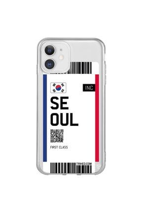 Iphone 11 Şeffaf Renkli Silikon Seoul Bileti Telefon Kılıfı Trv027-iPhone-11