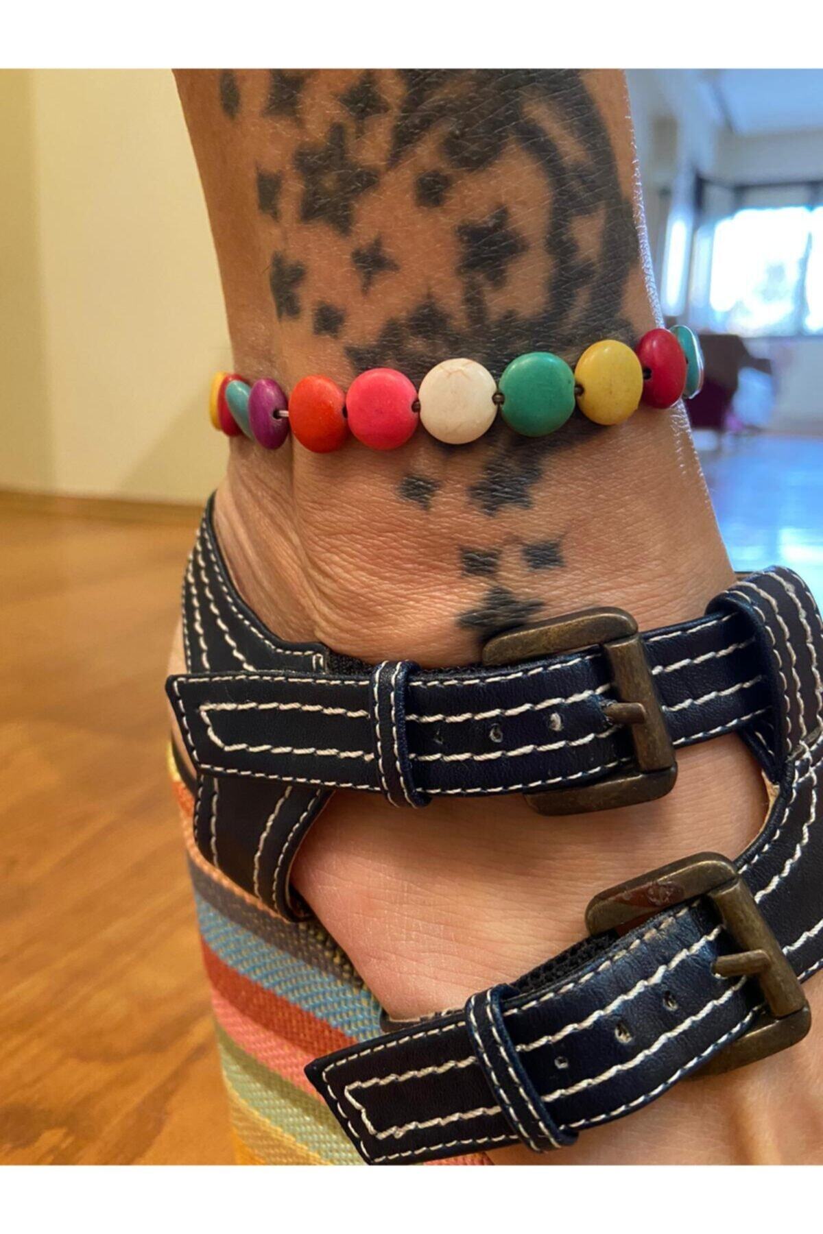 COOL&RELAX El Yapımı Renkli Bonibon Damarlı Doğal Taş Halhal