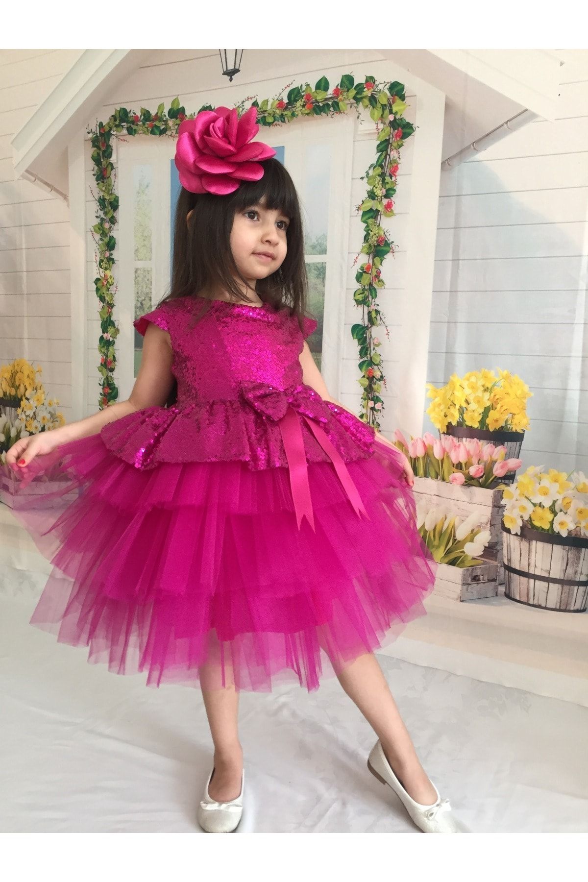 Sevimlice Kids Girl s Fuchsia Birthday Special Day Evening Dress