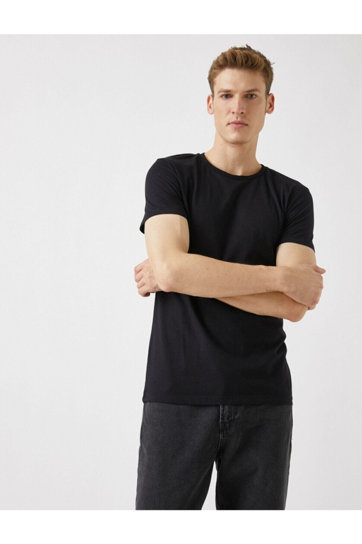 تیشرت مردانه مشکی کوتون | 1YAM12136LK اورجینال - تصویر 2