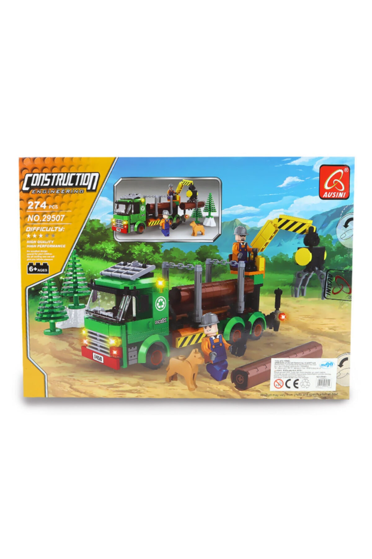 ۲۷۴ تکه مجموعه ساختوساز کامیون جرثقیل حامل چوب اسباببازی ساختوساز