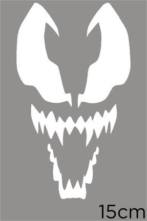 Korkunc Dişleri Belli Olan Venom Siyah Beyaz Sticker 15cm - Beyaz 15CM-STK3627
