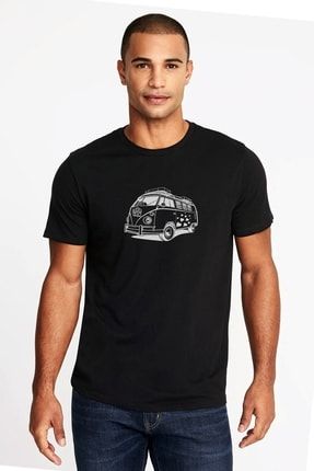 Aşk Van Klasik Volkswagen Transporter Şablon Van Araba Volkswagen Baskılı Siyah Erkek Örme Tshirt T- RF0685-ERKTS