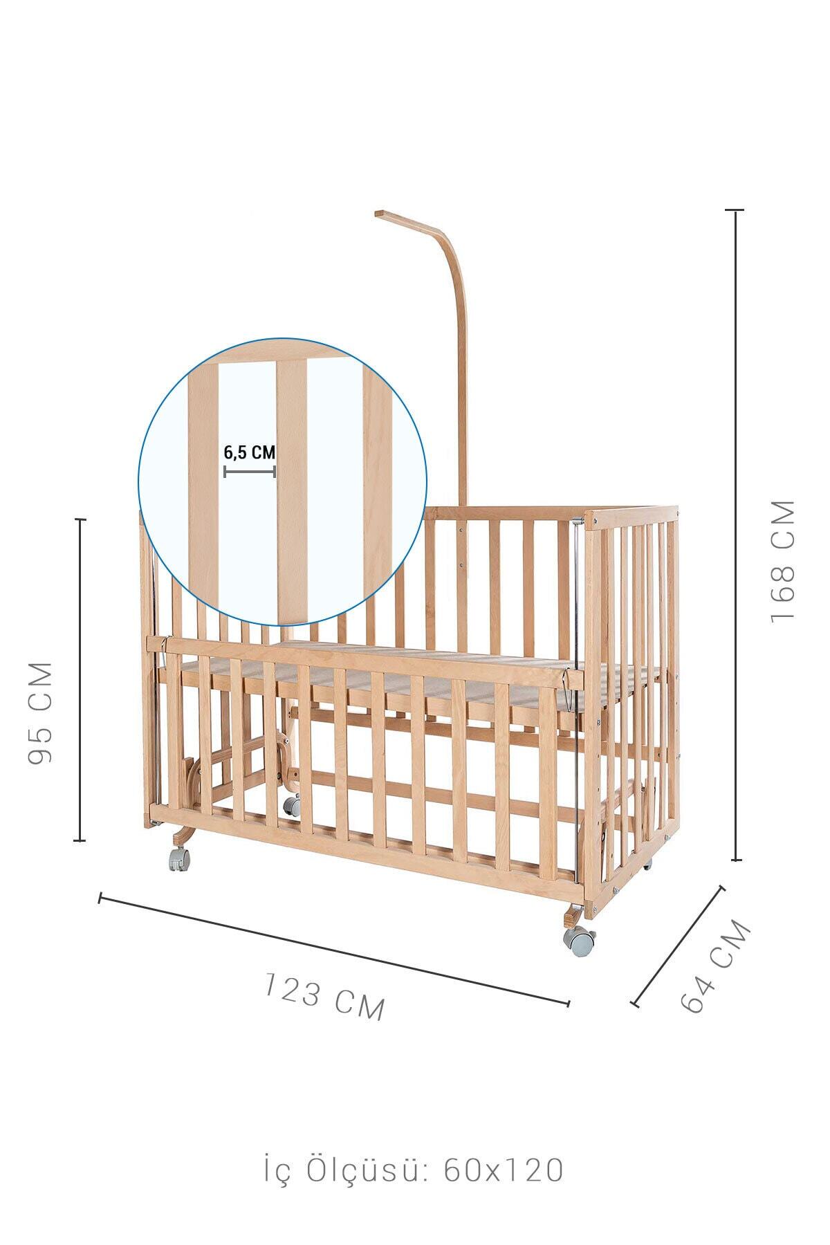 Babycom Naturel Anne Yanı  4 Kademeli Tekerlekli Beşik 60x120 cm fotoğrafı 2 (önizleme)