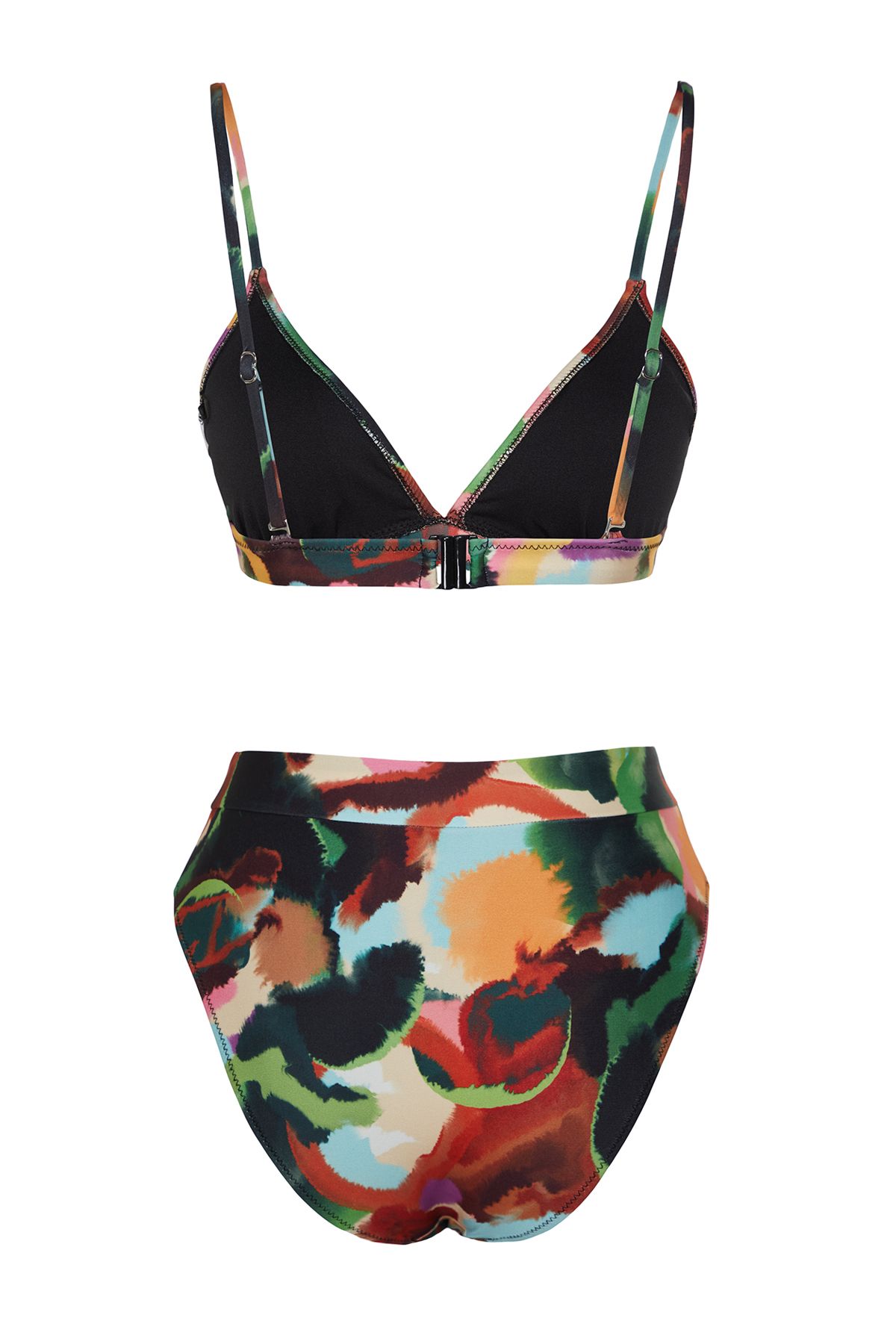 Trendyol Collection-Abstract Pattern Triangle High Waist High Leg Hipster Bikini Set TBESS22BT0016 8