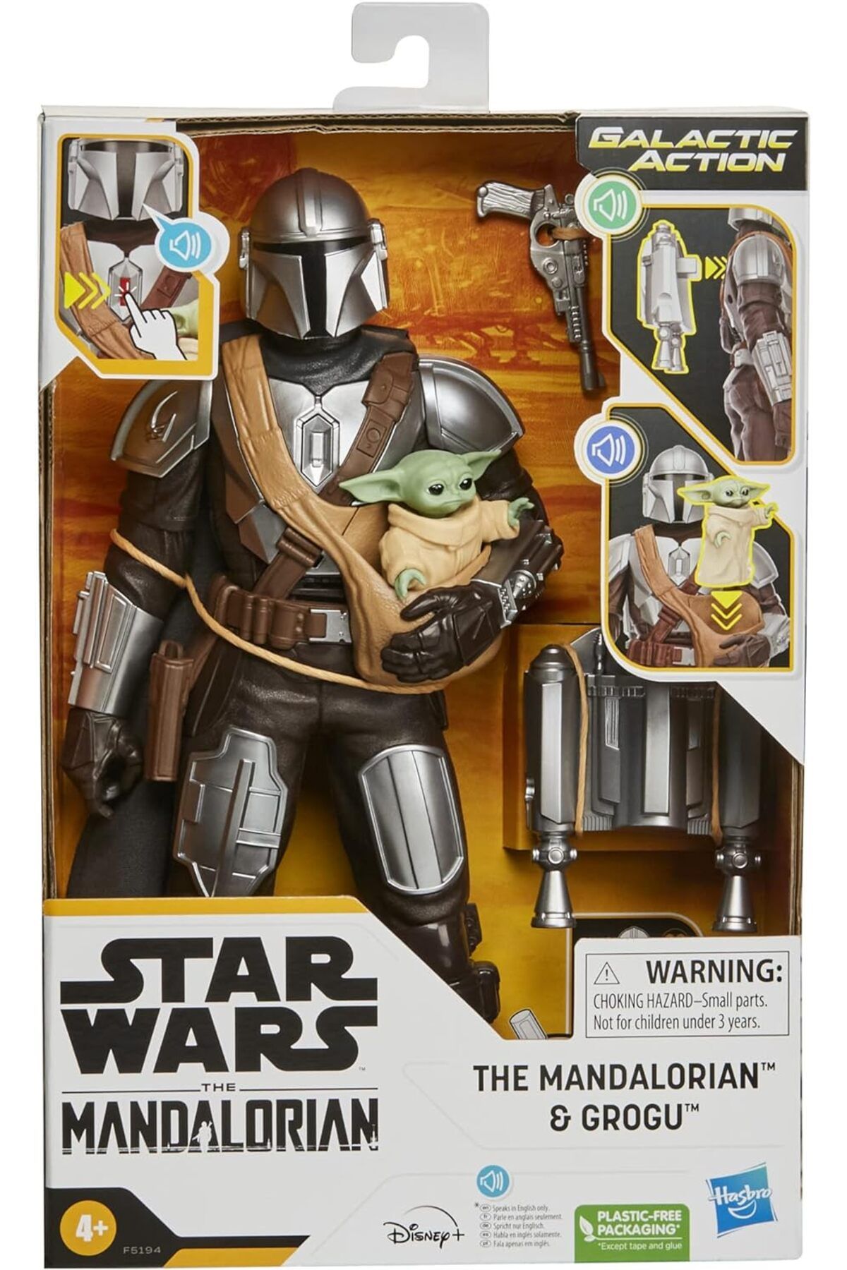Giochi Presiozi-Star Wars Galactic Action The Mandalorian and Grogu Figure 30 cm Interactive Figure with Sound and Light 4