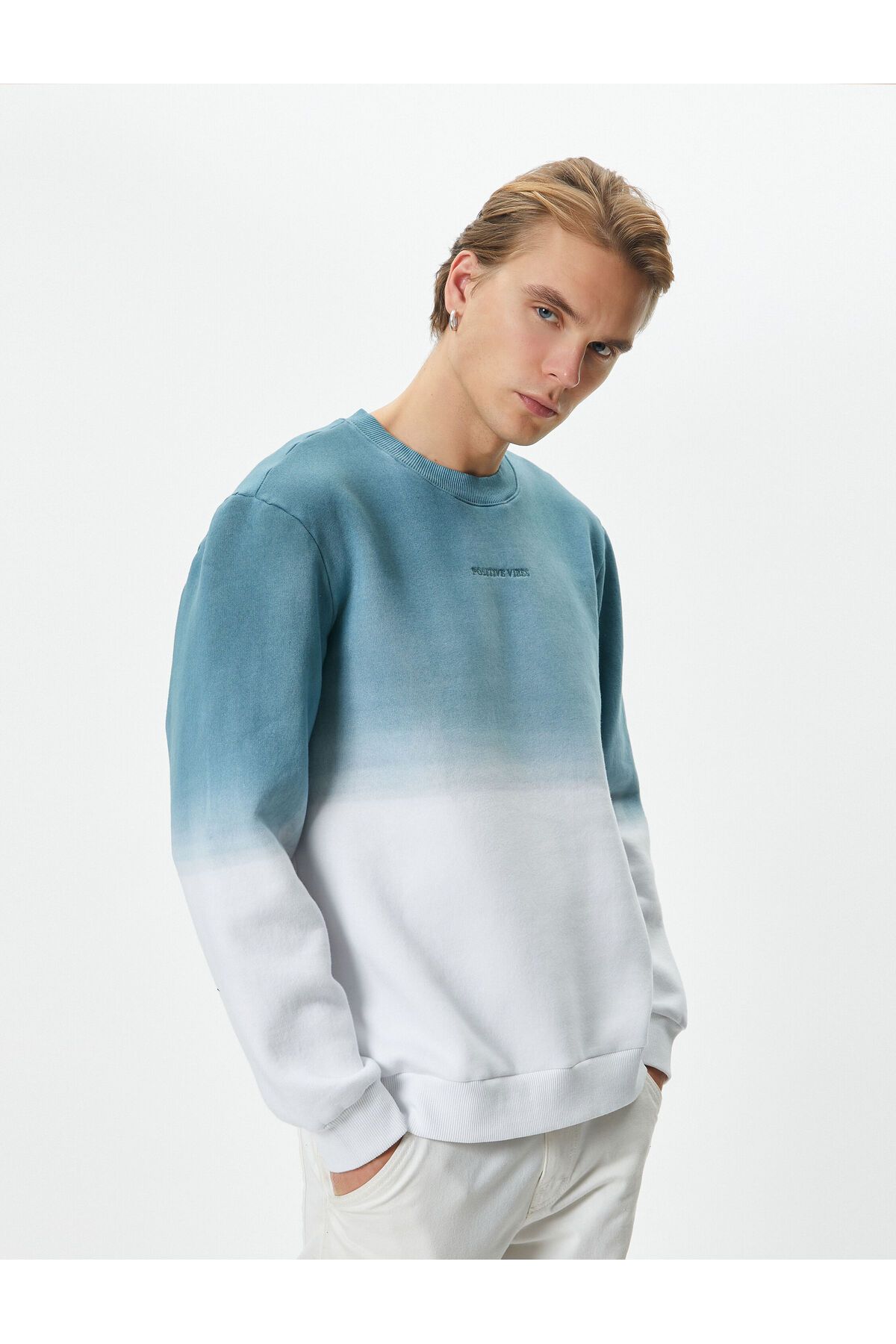 Sweatshirt گلدوزی شده چکیده یقه خدمه چاپ شده