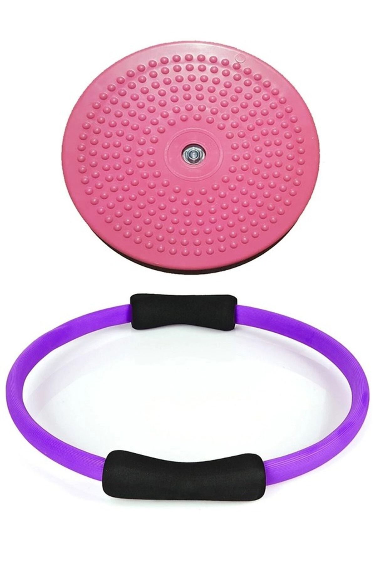 Clifton Pilates Egzersiz Çemberi Ve Full Tırtıklı Pembe Twister Disk Bel Inceltici Disk Plates Pilates Seti
