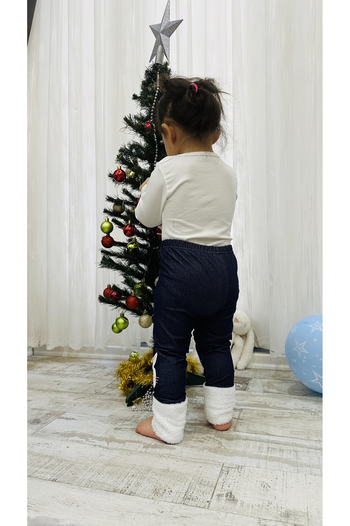 TD Collection Denim Tayt Paçası Pofuduk Tavşan Nakışlı Kız Çocuk / Bebek %100 Pamuklu, Esnek Kumaş fotoğrafı 3 (önizleme)
