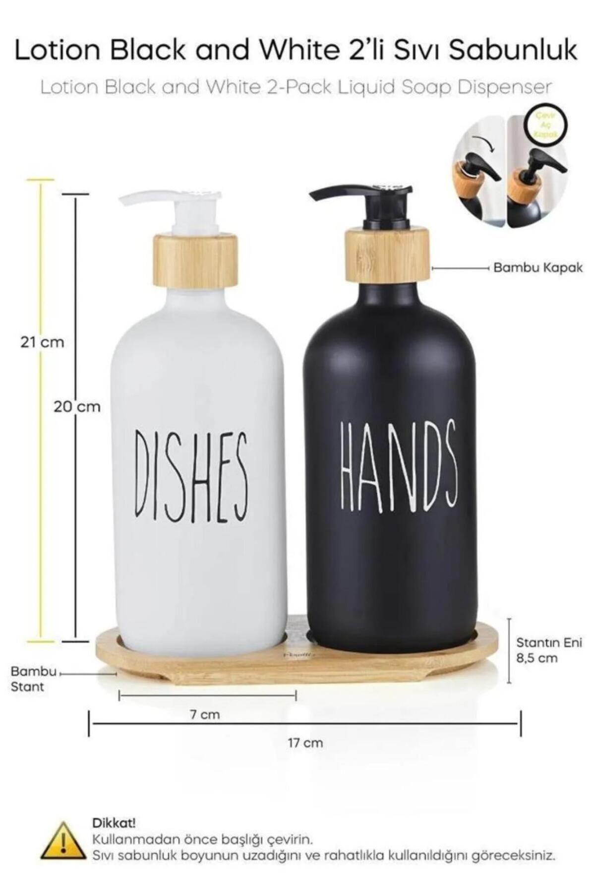 HOMENIVA Gloria 2 Piece Mix Kitchen Liquid Soap Dispenser Set Hand and Dish