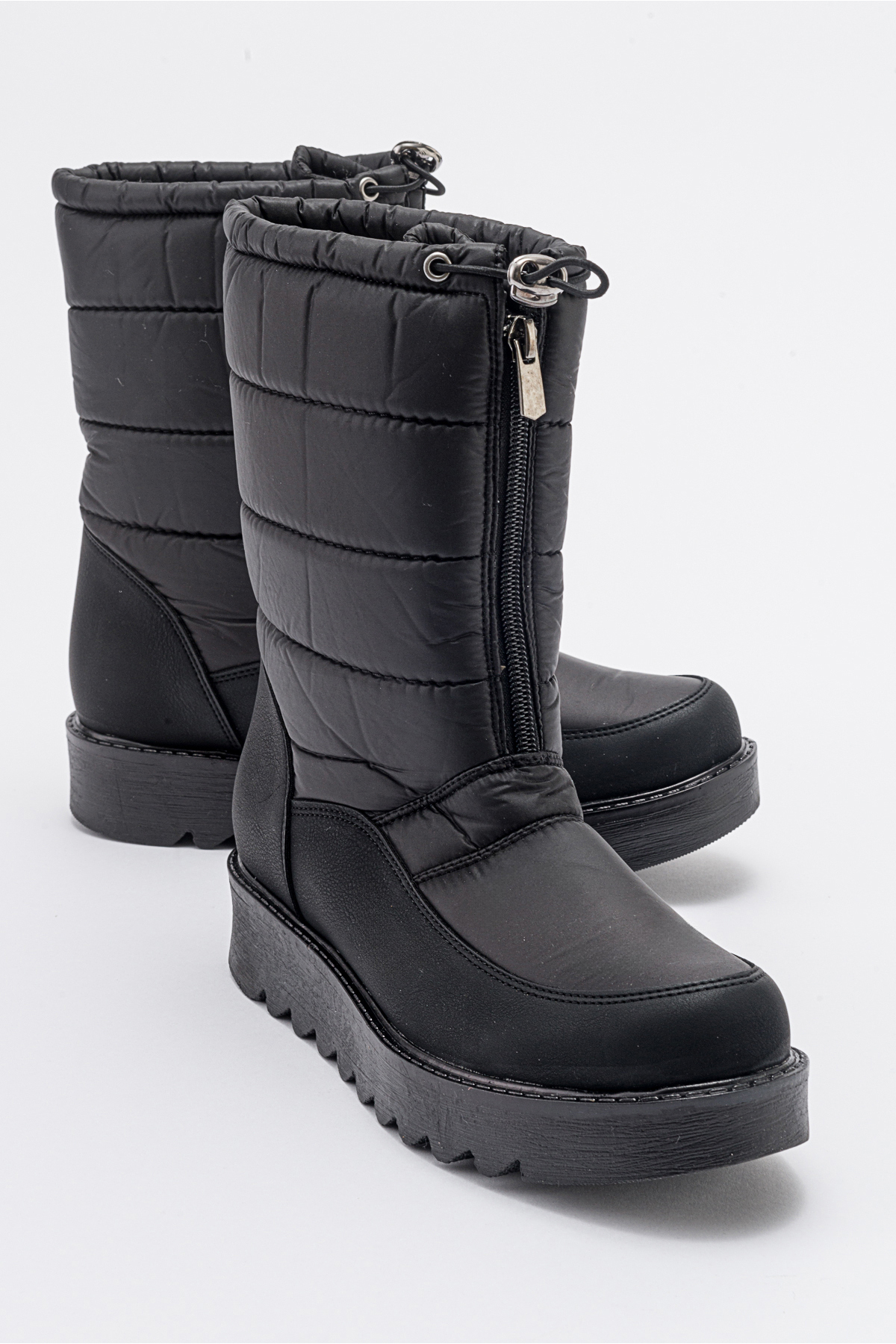 LuviShoes Vay Siyah Fermuarlı Kadın Kar Botu