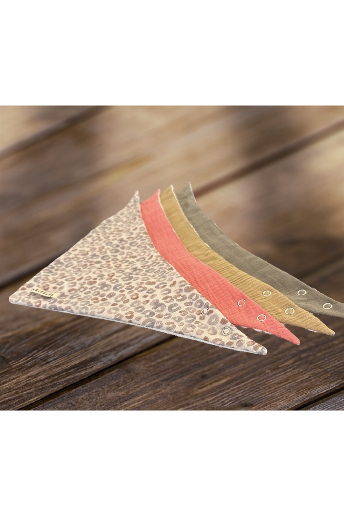 Enhitbaby 4 Adet Sıvı Geçirmez Müslin Oval Fular Önlük, %100 Pamuk fotoğrafı 3 (önizleme)