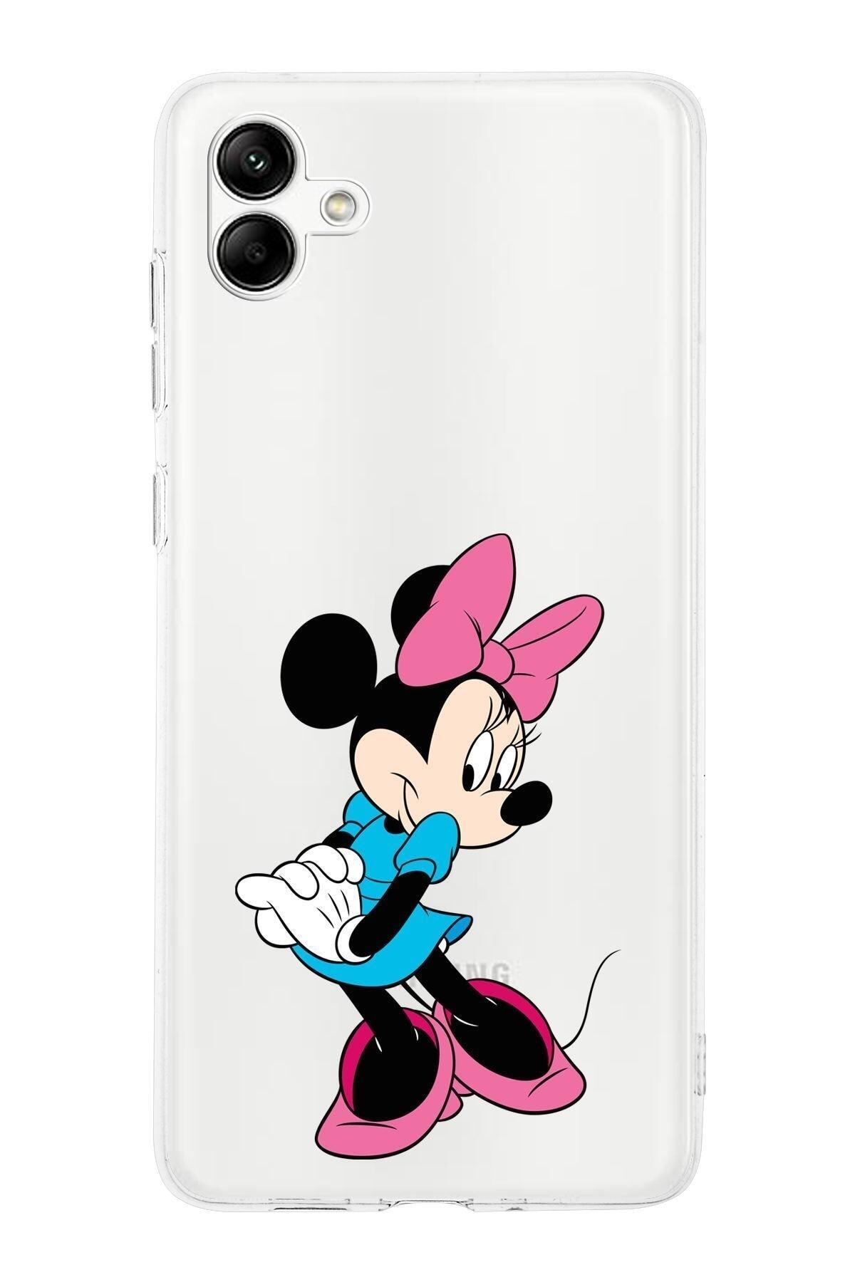 Samsung Galaxy A05 Kamera Korumalı Kapak Minnie Mouse Tasarımlı Şeffaf Kılıf