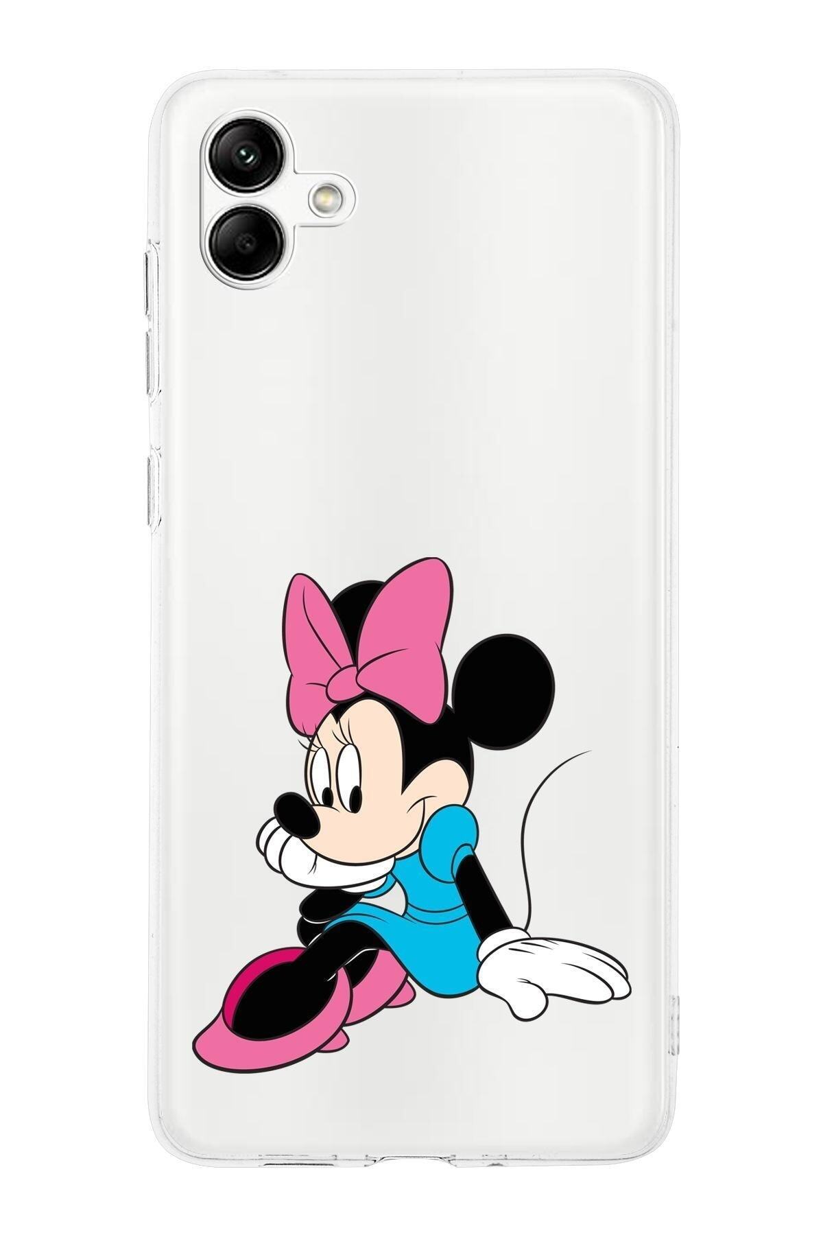 Samsung Galaxy A05 Kamera Korumalı Kapak Minnie Mouse Tasarımlı Şeffaf Kılıf