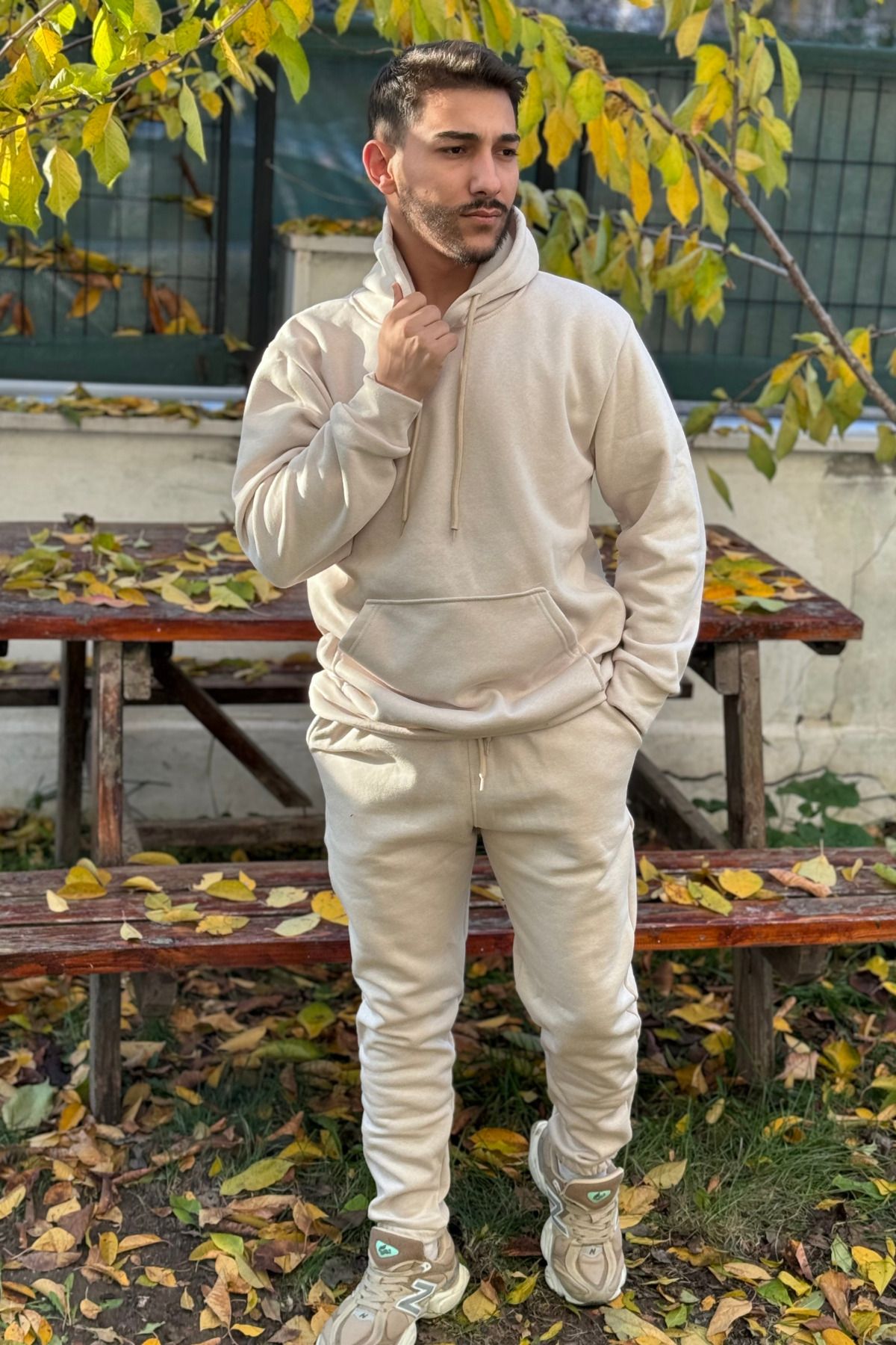 Cream tracksuit mens hot sale