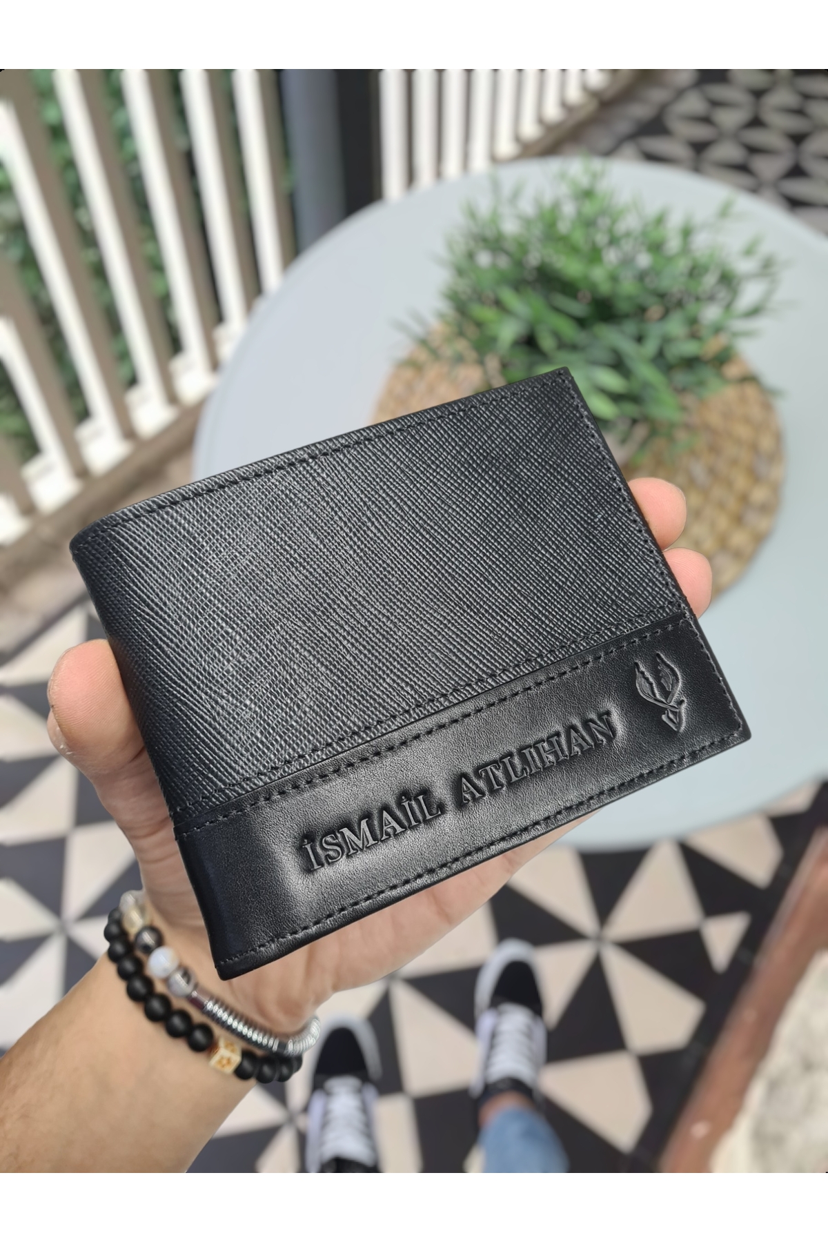 1299 GENUINE LEATHER MEN'S BLACK LEATHER WALLET WITH ID COMPARTMENT Leather Bag