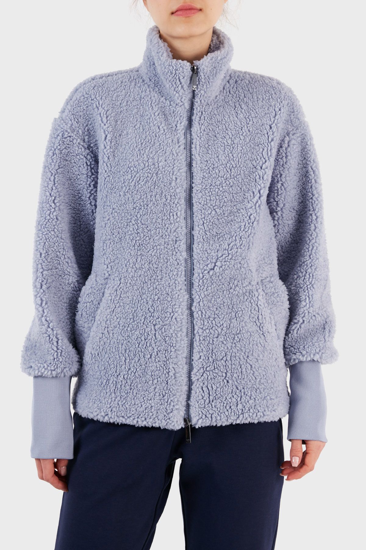 Uo willow fuzzy sale drawstring teddy jacket blue