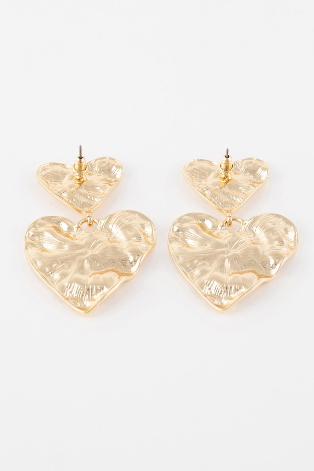 Gold nugget store heart earrings