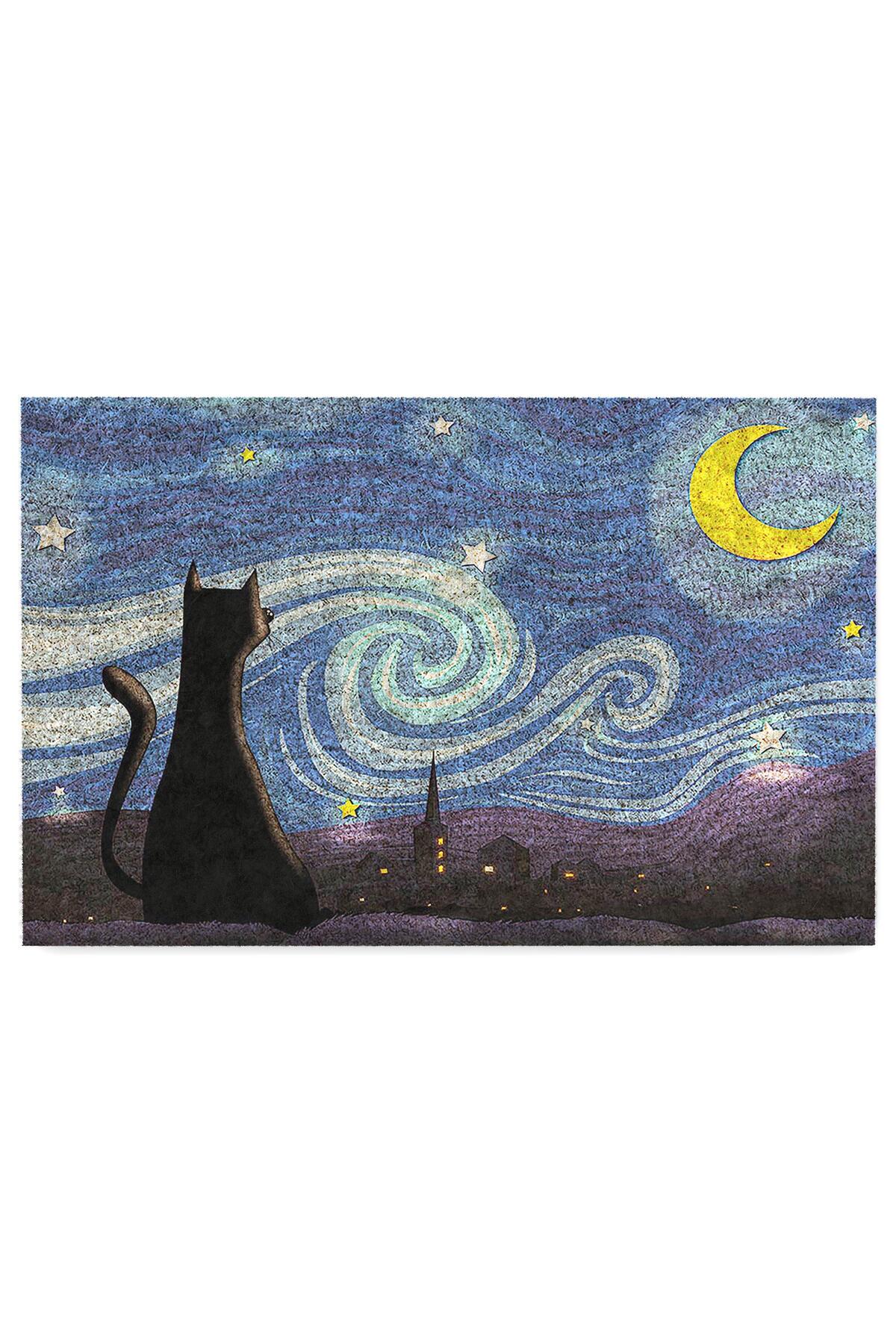 Decorative Door Mat, Outdoor/Home Interior/ Door Mats (NIGHT CAT)