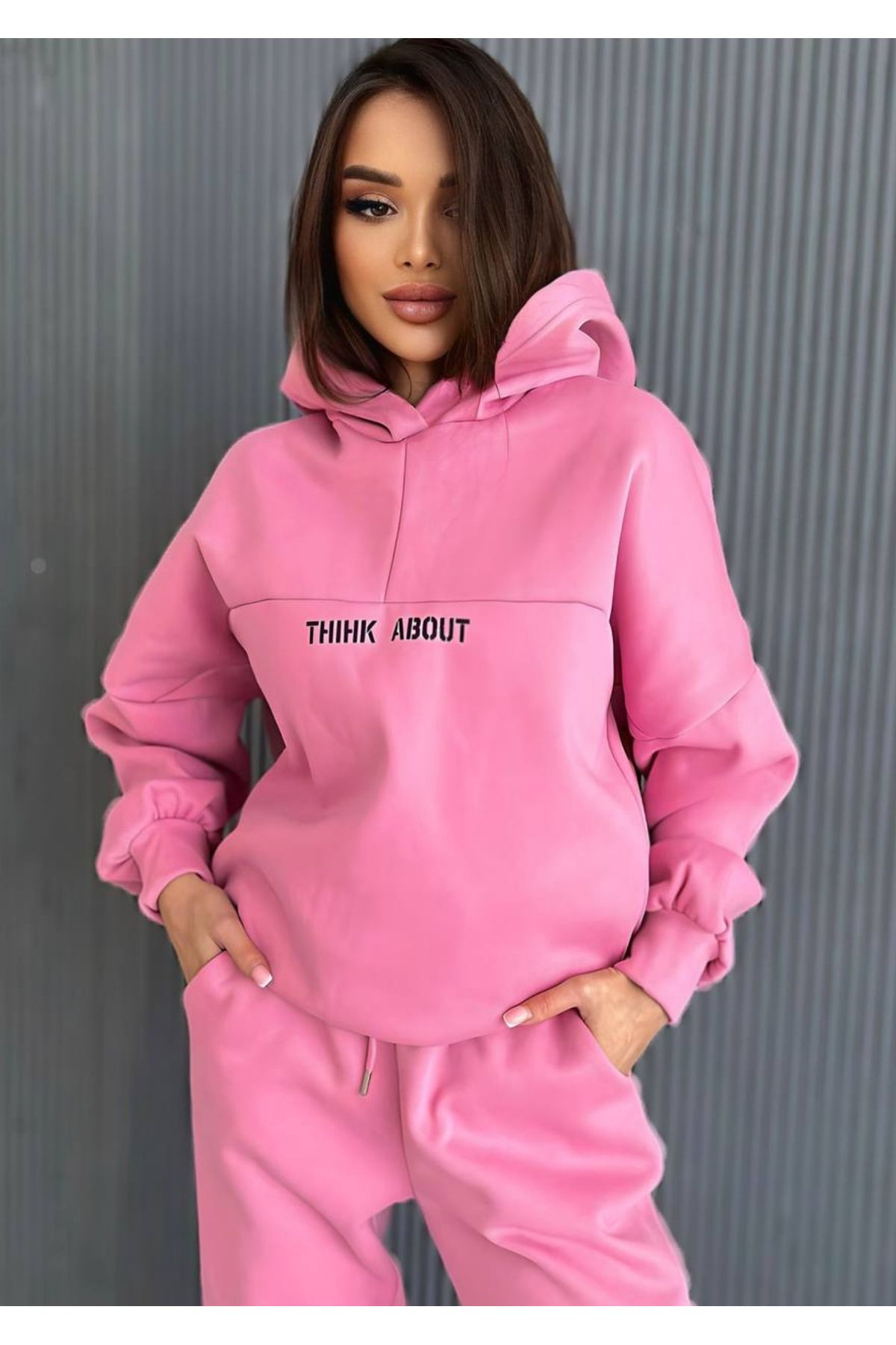 Pink oversized tracksuit hotsell