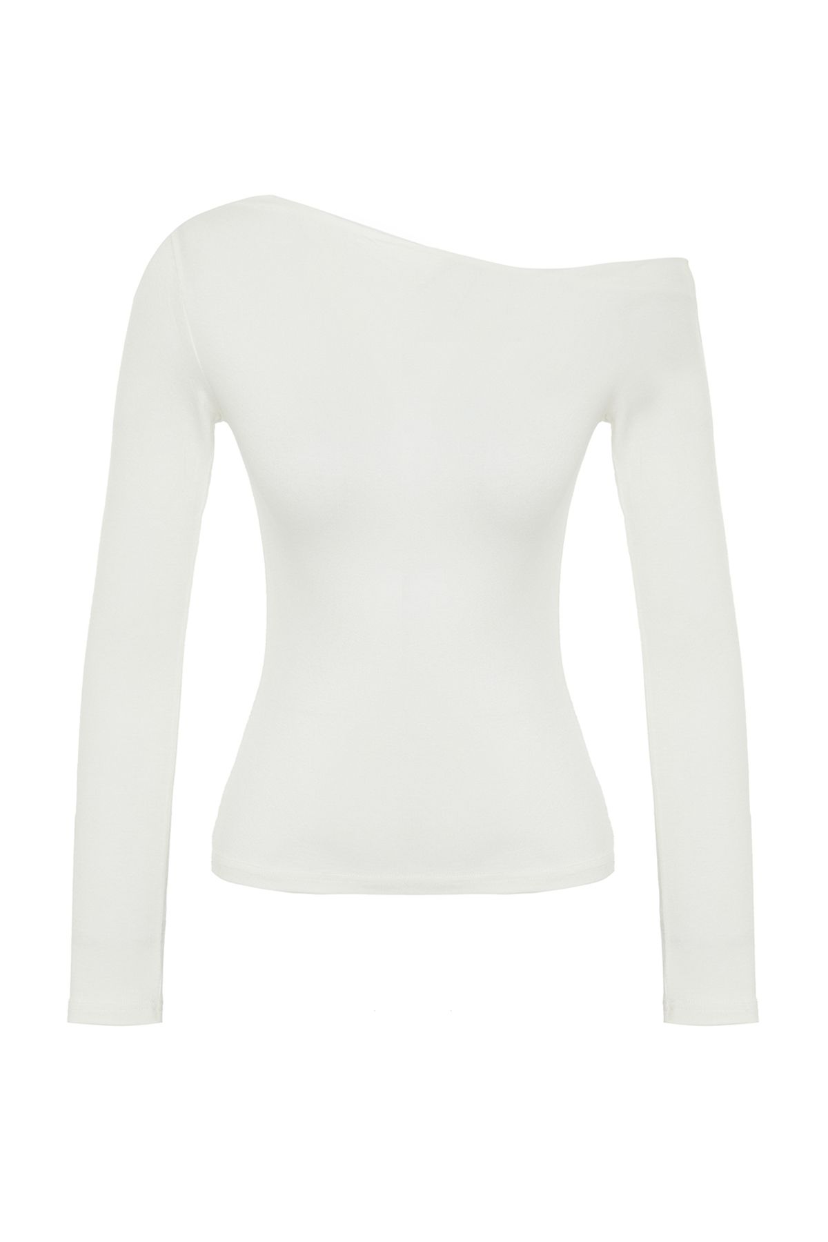 Trendyol Collection-Ecru Premium Soft Fabric Uplet Boat Neck Pletená halenka TWOAW24BZ00227 7