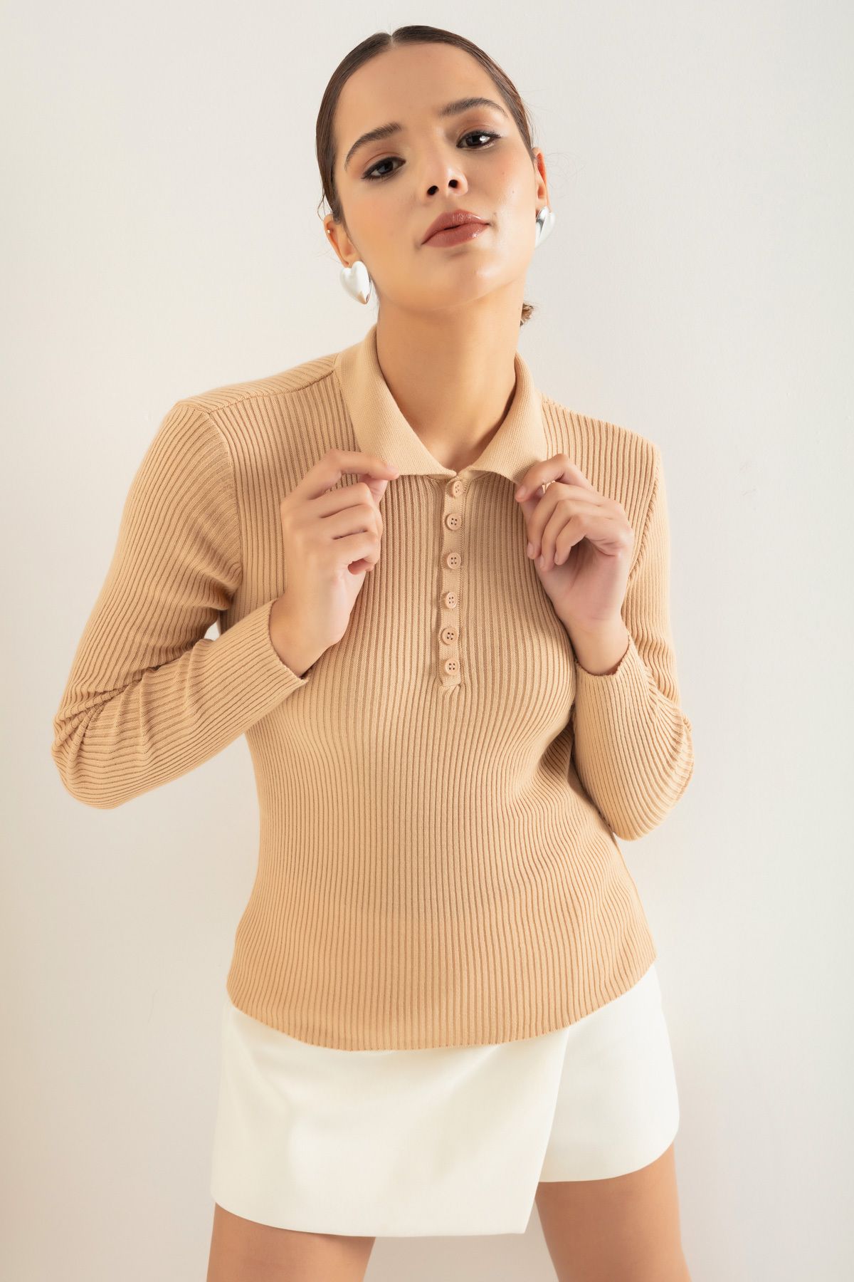 Tan shop polo sweater