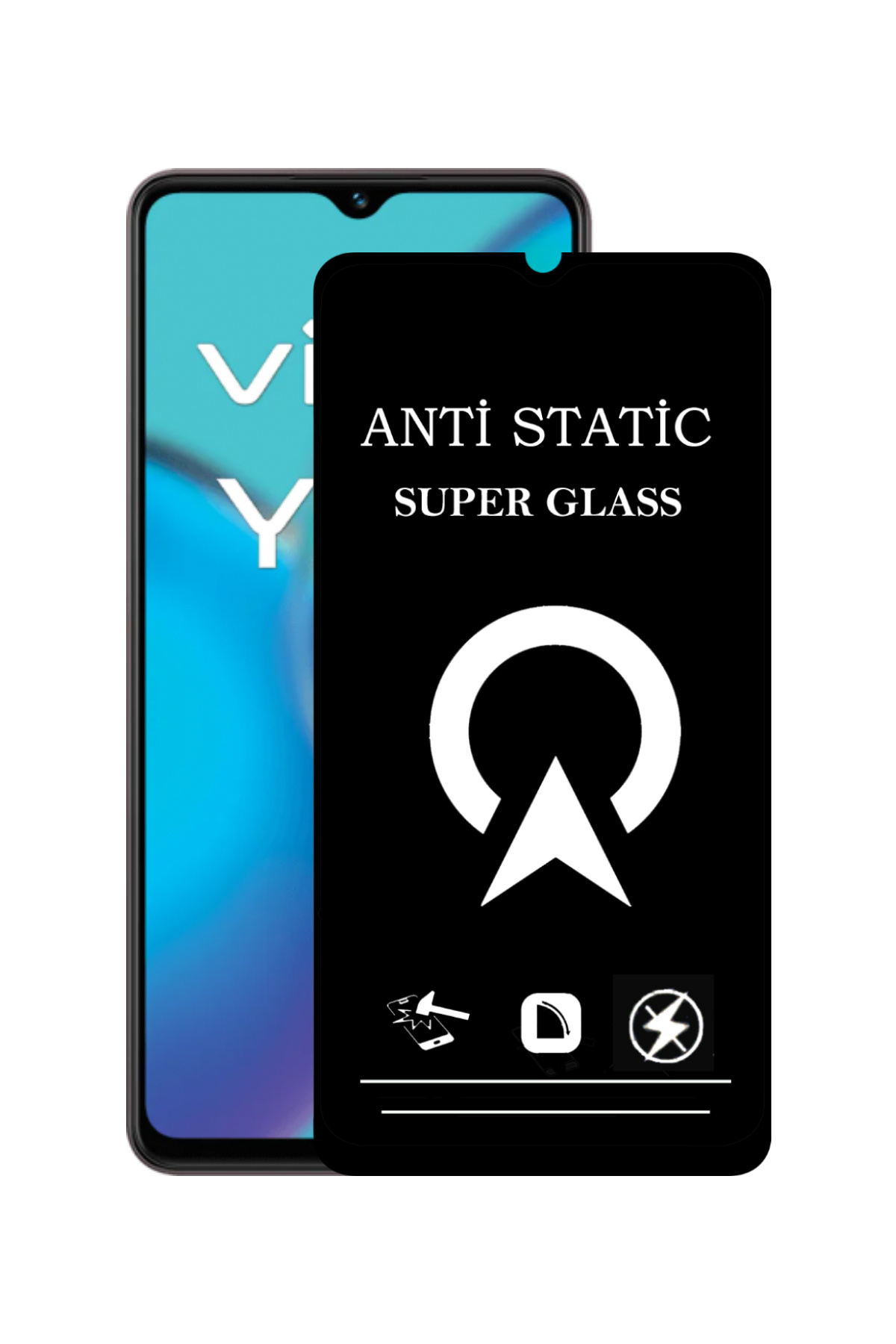 Vivo Y27 ile Uyumlu Tam Kaplayan Anti Statik Çizilmez Safir Ekran Koruyucu Cam
