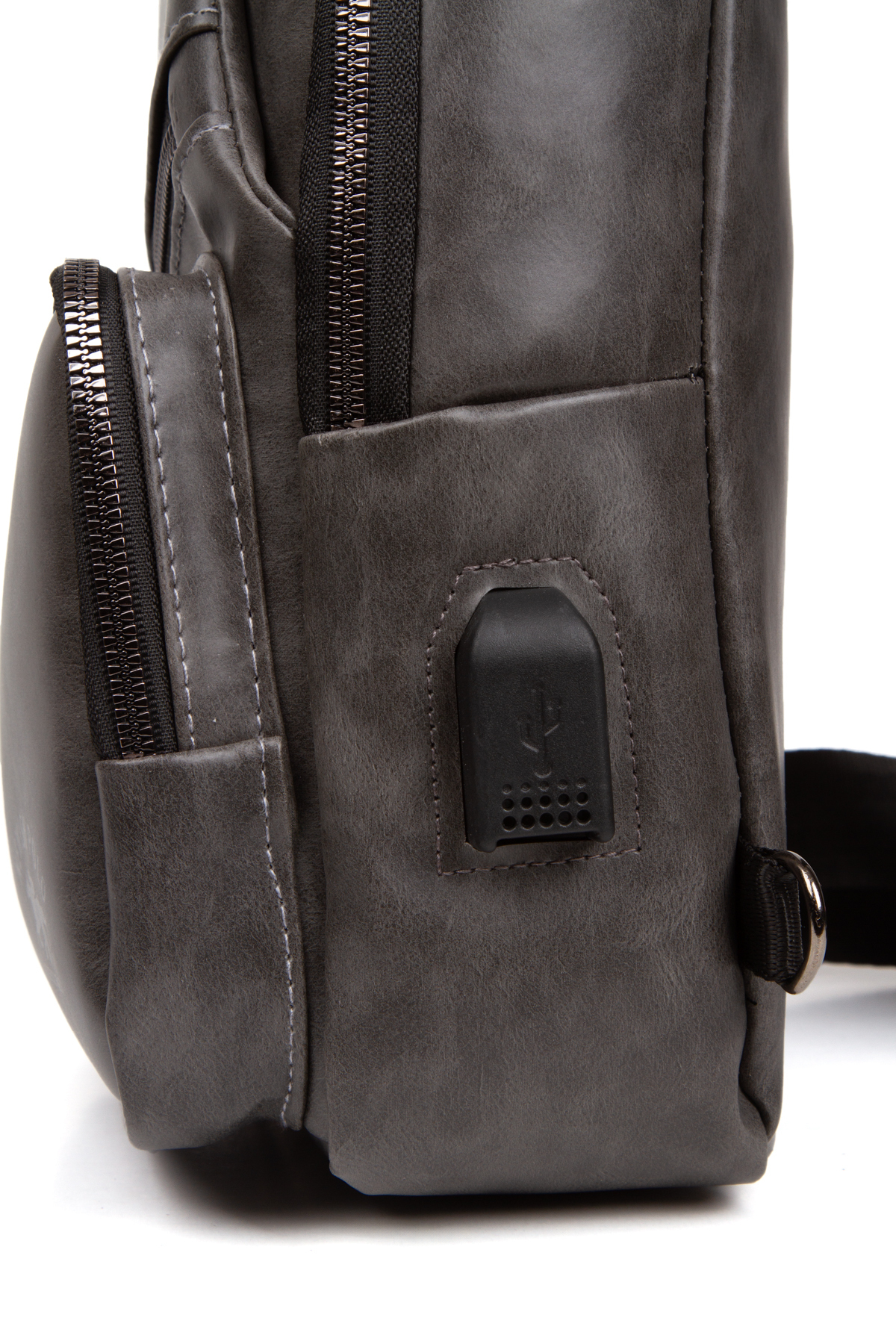 Newish Polo  Unısex Yıkama Deri Usb Kulaklık Çıkışlı Çapraz Askılı Omuz Göğüs Ve Spor Günlük Sırt Seyahat Çanta. - Görsel 6