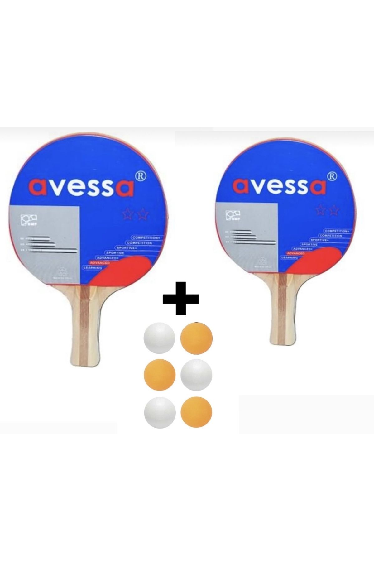 AVESSA Masa Tenisi Set 2 Raket + 6 adet top