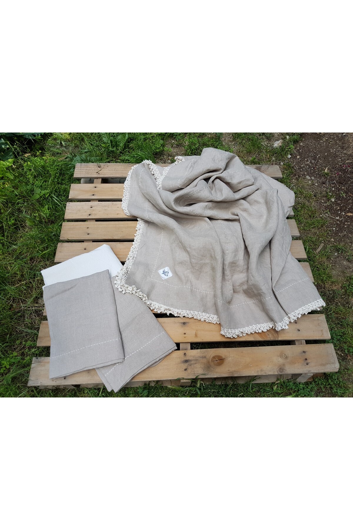 Koyu Ekru Keten Pike_yatak Örtüsü Takımı 250 X 250 cm Beg_2345