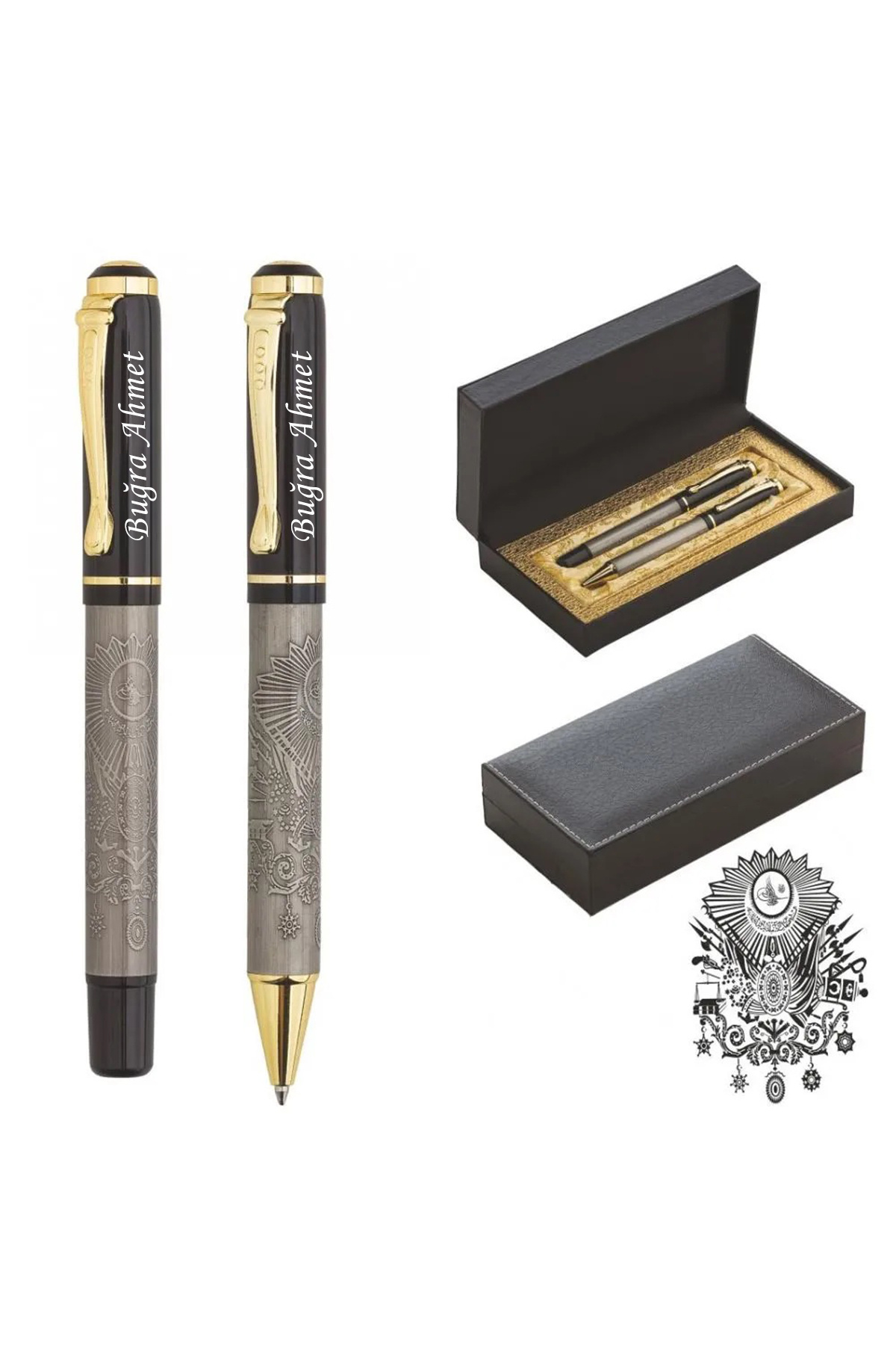 NRDLİFE Öğretmenler Gününe Özel Kişiye Özel Isim Baskılı Osmanlı Tuğra Kabartmalı Tükenmez Ve Roller Kalem