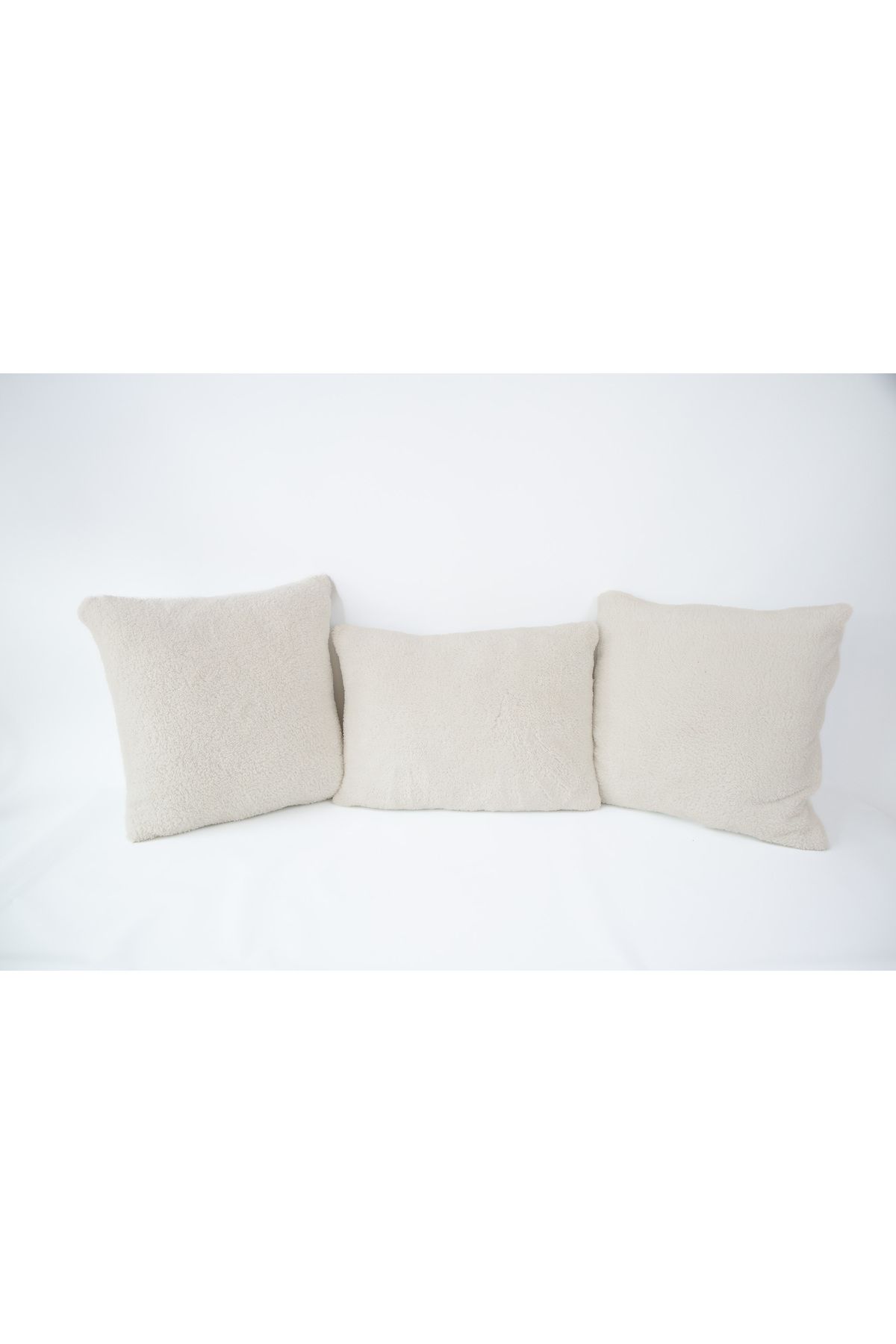 Skhome-Double Sided Lamb Plush Teddy Puffy Fleece 3-Piece 2 Square 1 Rectangular Throw Pillow Cover (2k1dPuffy01) 2