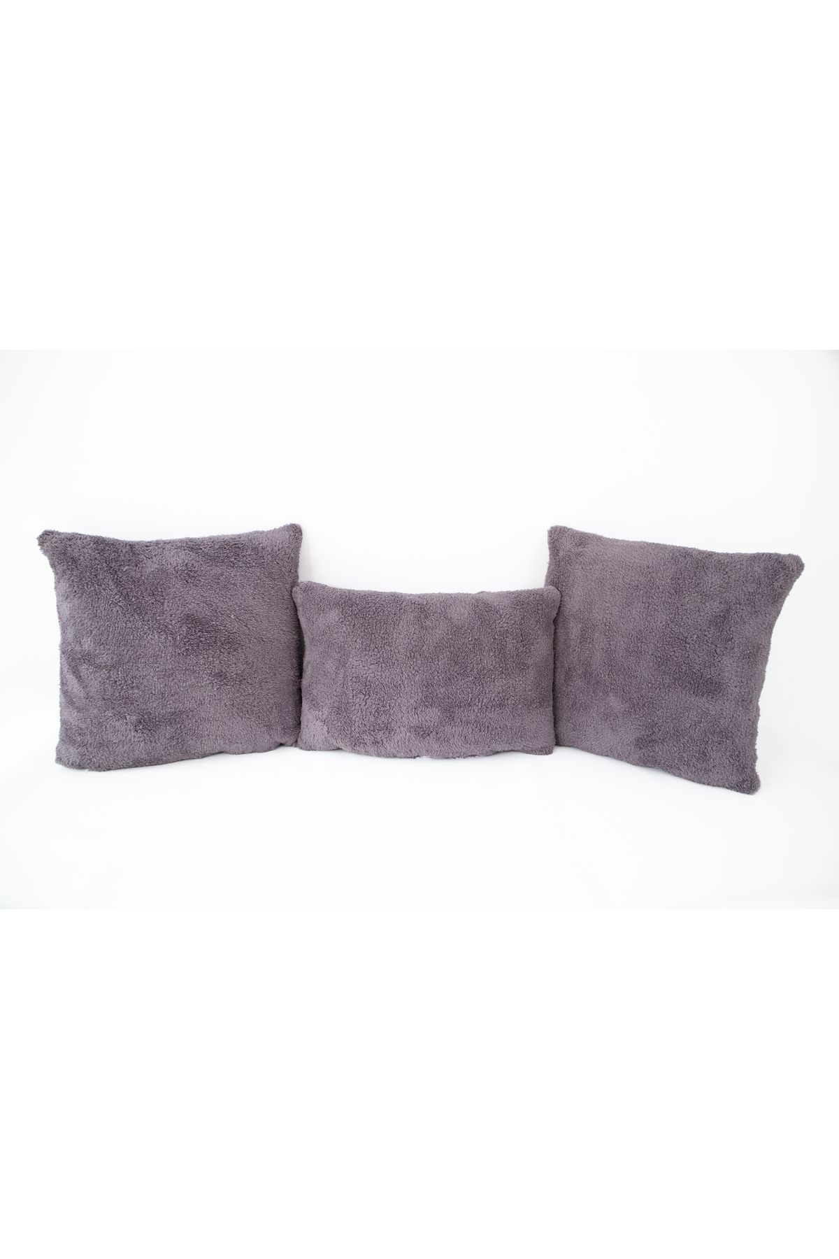 Skhome-Double Sided Lamb Plush Teddy Puffy Fleece 3-Piece 2 Square 1 Rectangular Throw Pillow Cover (2k1dPuffy02) 2