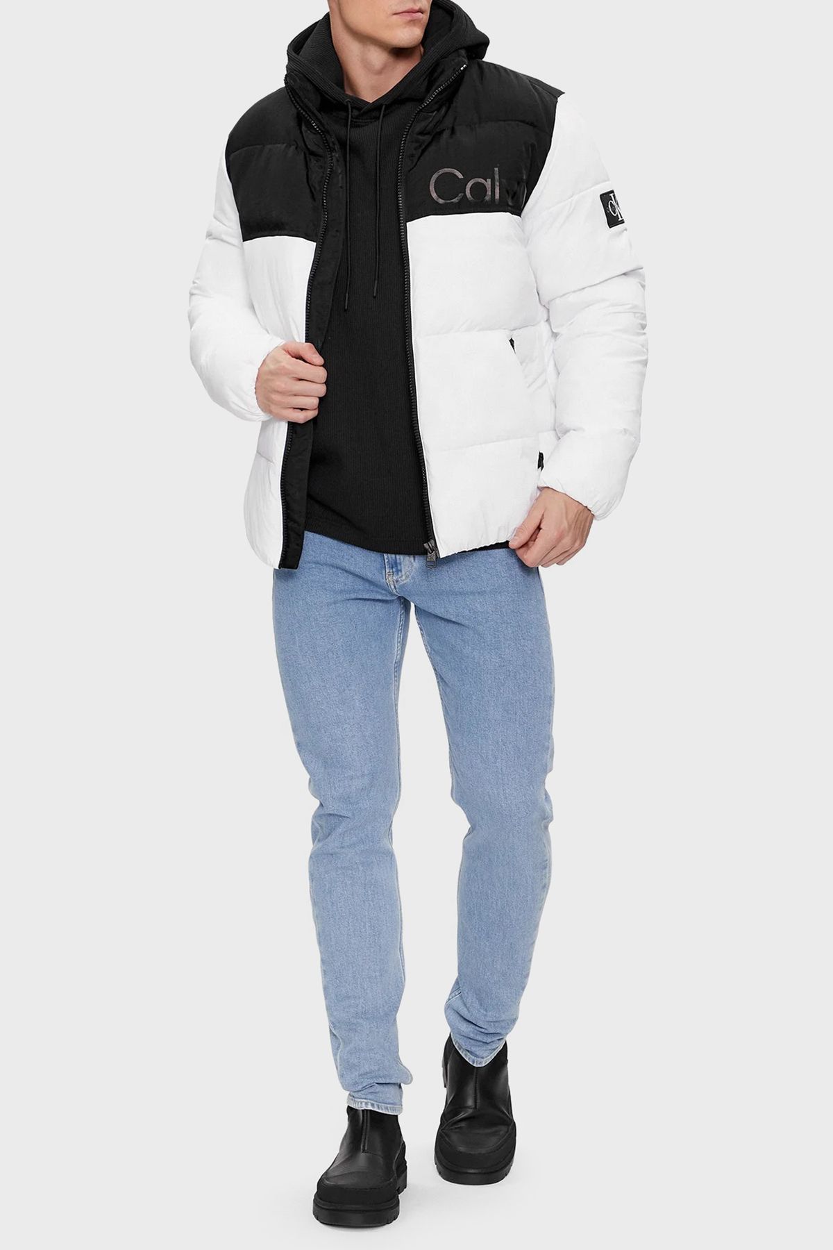 Calvin klein men's hot sale colorblocked puffer coat