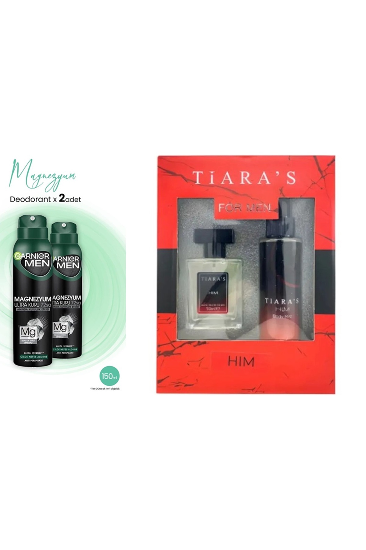 Garnier 2'li Men Magnezyum Ultra Kuru Sprey Erkek Deodorant + Tiara's