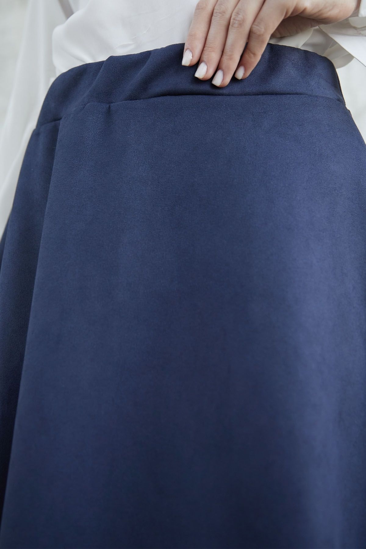 Navy blue suede skirt store